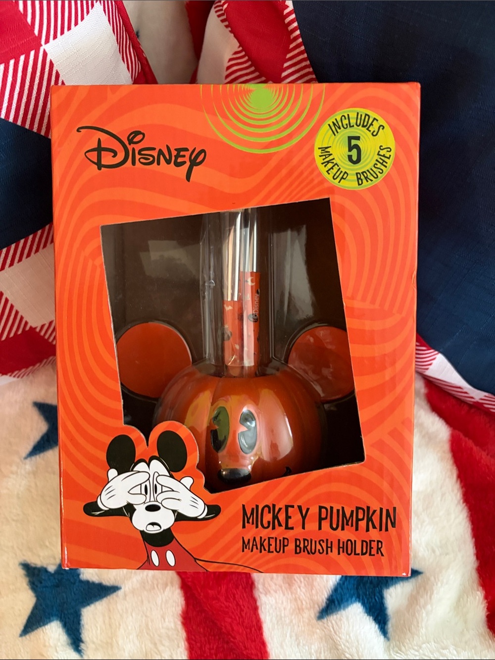Disney Orange Mickey Pumpkin Makeup Brush Holder